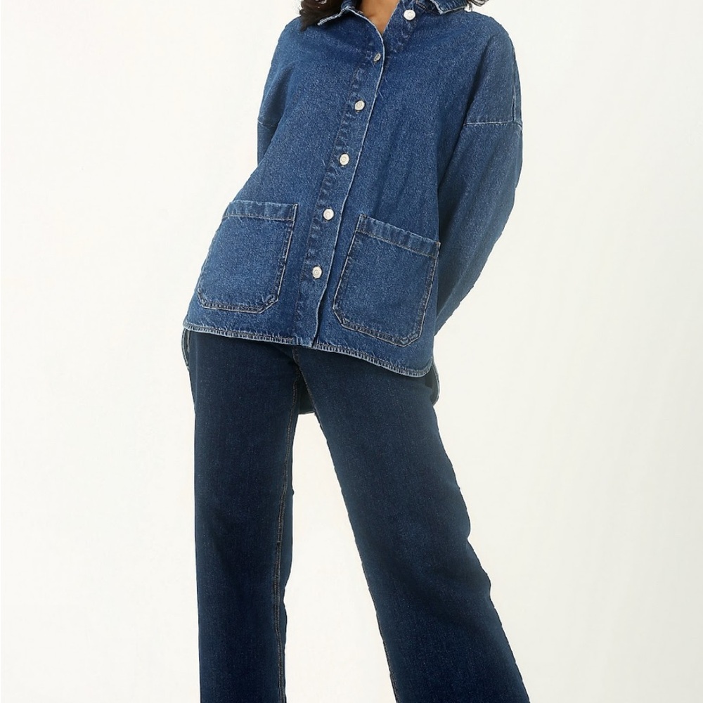Blue Wide Leg High-Waisted Flare Jeans